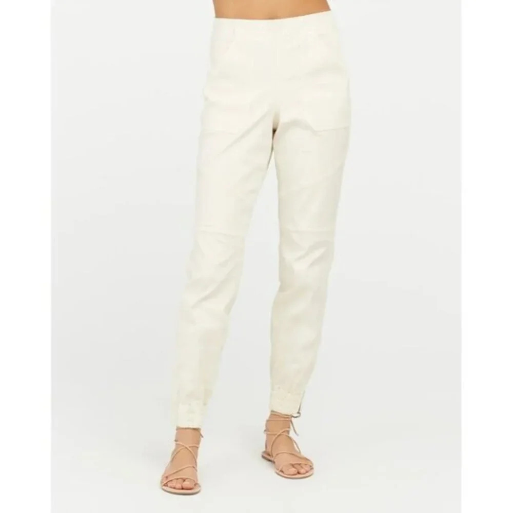 Spanx Stretch Twill Jogger Pant Parchment Off White M